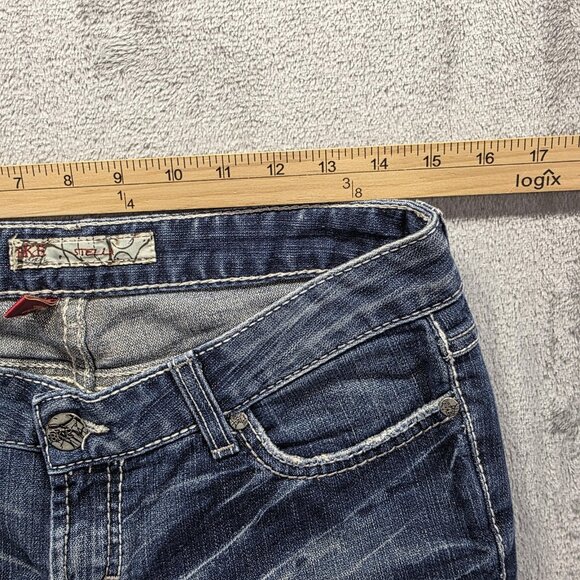 BKE Shorts Womens 28 Blue Stella Bermuda Denim Distressed Rhinestone Stretch - Picture 6 of 9